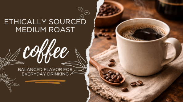 Ethically sourced medium roast coffee with balanced flavor for everyday drinking